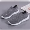 Lucyever Shiny Crystal Knitted Sneakers Women 2024 Spring Breathable Mesh Flats Woman Plus Size Slip on Running Casual Shoes 43
