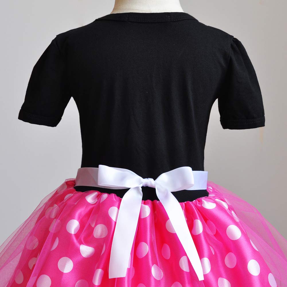 [CQDY] Transform Into a Minnie Mouse-esque Princess Dress (Children's Dress + Headband) 2-Piece Set, Polka Dot Minnie-Style Cosplay, Girls' Dress,