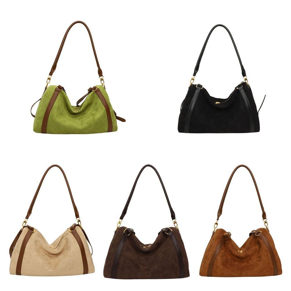 Borsa a spalla Hobo in camoscio opaco con cerniera Borsa a mano Monocolore Vintage in PU Borsa a tracolla Stile coreano Grande capacità Borsa tote da donna Bambini