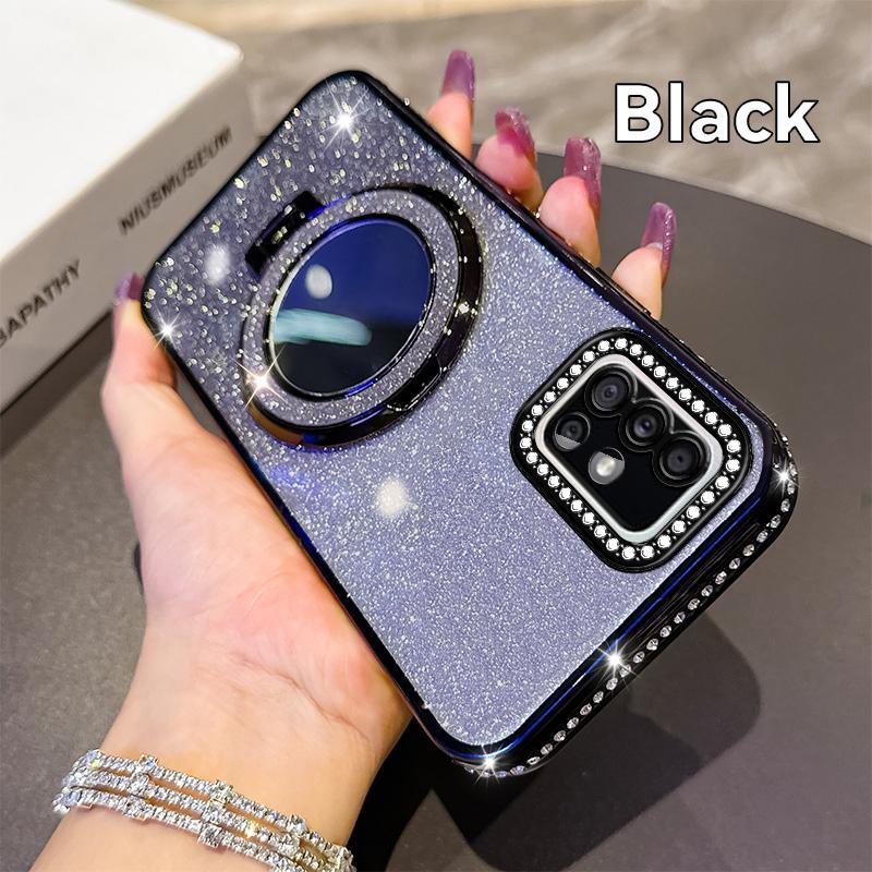 Diamond Glitter Plating Holder Silicone Case For Samsung Galaxy A50 A51 A52 A53 A54 A55 A56 Fashion Girl's Phone Cover A55 Cases