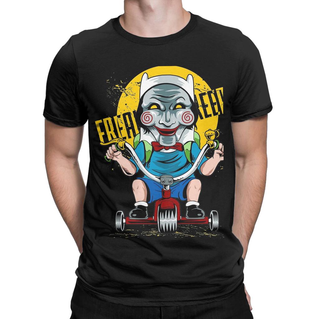 Boy on Bicycle Saw Movie Tshirts Men Cotton Clothes Print Round Neck Short Sleeve