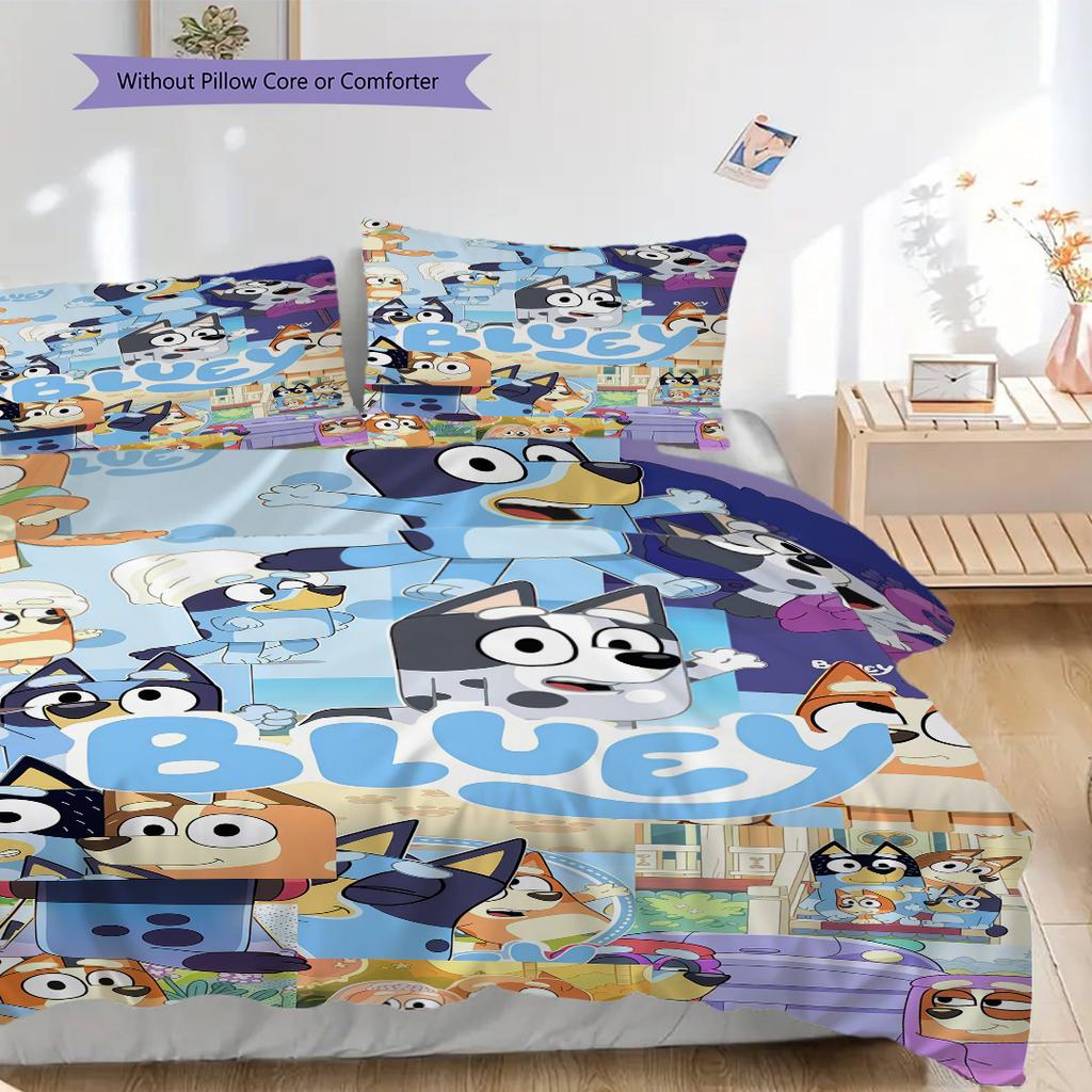 Bluey Friends Adventure Threepiece Set 1 Duvet Cover 2 Pillowcase Without Core Duvet Cover And Pillowcase Soft And Comfortable