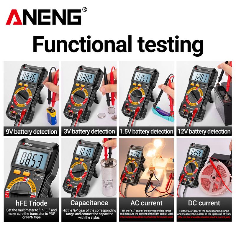 ANENG SZ305 Multimeter Professional Capacitor Tester with 1999 Count AC/DC Voltmeter Current Resistance Ohm Intelligent Testing