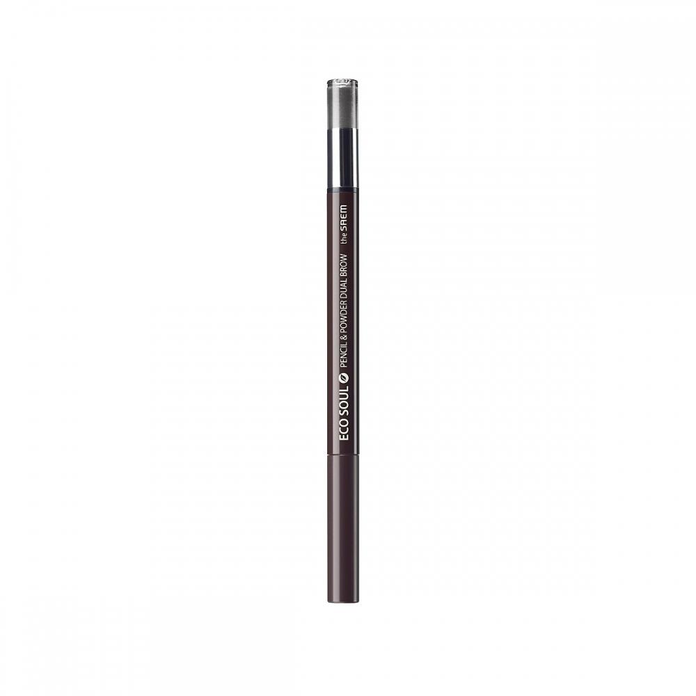 The Saem Make Eco Soul Pencil Powder Dual Brow 03 Dark Gray