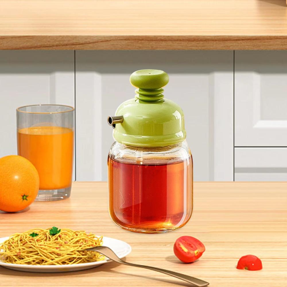 Controllable Oil Output Press Type Glass Oil Bottle Refillable Olive Oil Jar Oil Dispenser  Vinegar