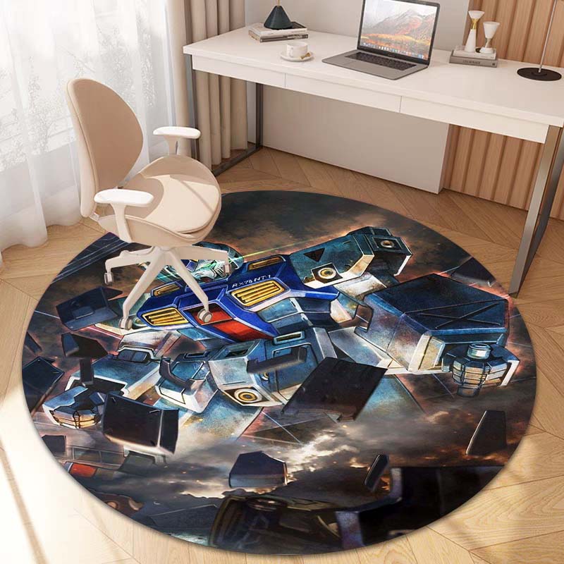 Mobile Suit Gundam cartoon round rug can be used to decorate living rooms, bedrooms, sofas, and game rooms; non-slip rug.66