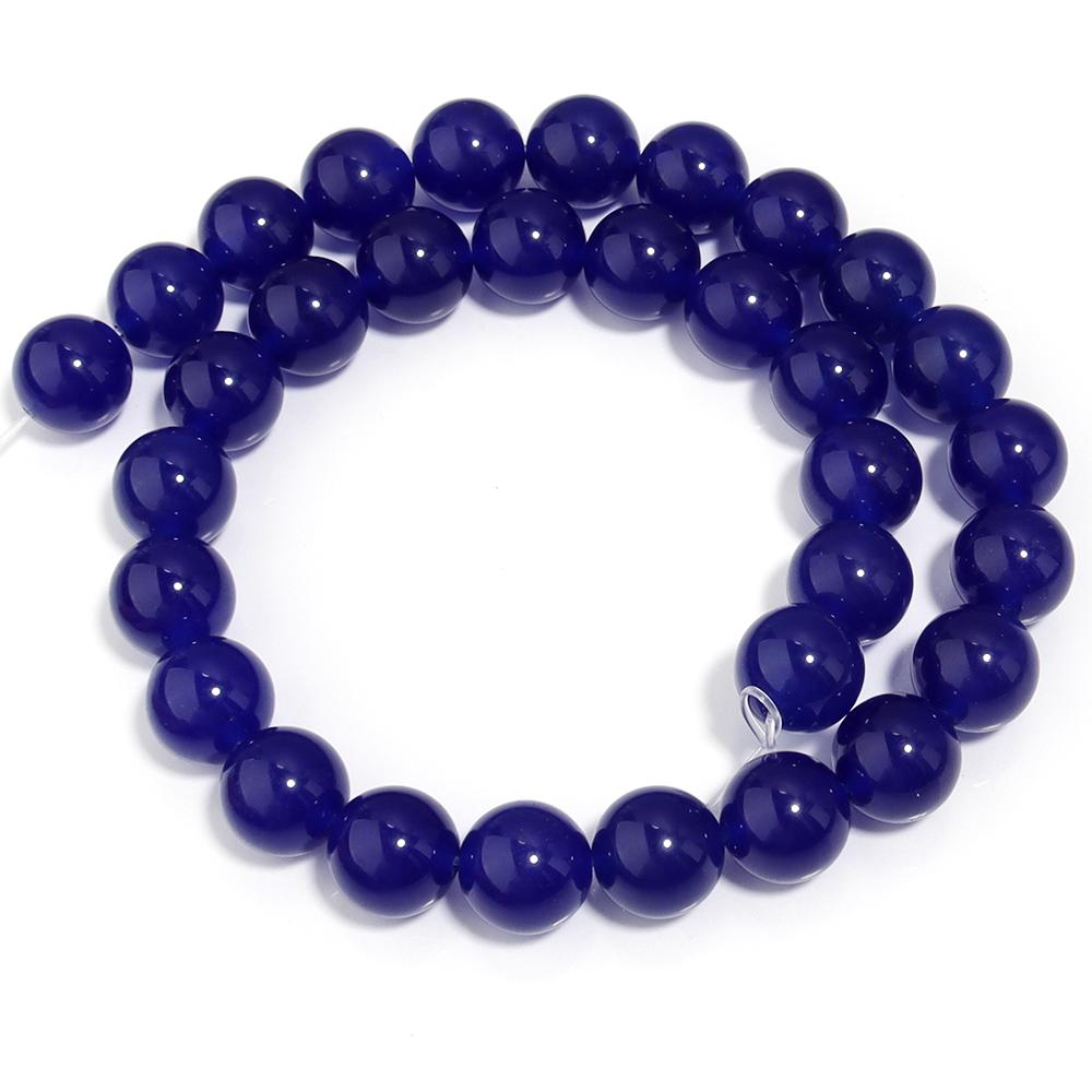 Natural Chalcedony Stone Beads Dark Blue Round Loose Spacer Jades Stone Beads For Jewelry Making Bracelets Necklace Accessories