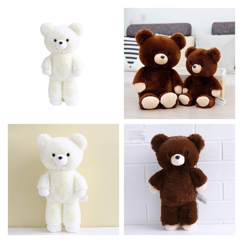 Soft And Cuddly Down Cotton Teddy Bear Plush Toy, Fox Fur Fabric, White And Brown, 46cm/36cm