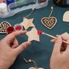 Festive Wooden Christmas Ornaments with Snowflake Star and Heart Designs for Home Tree Decor Holiday Party Supplies DIY Crafts