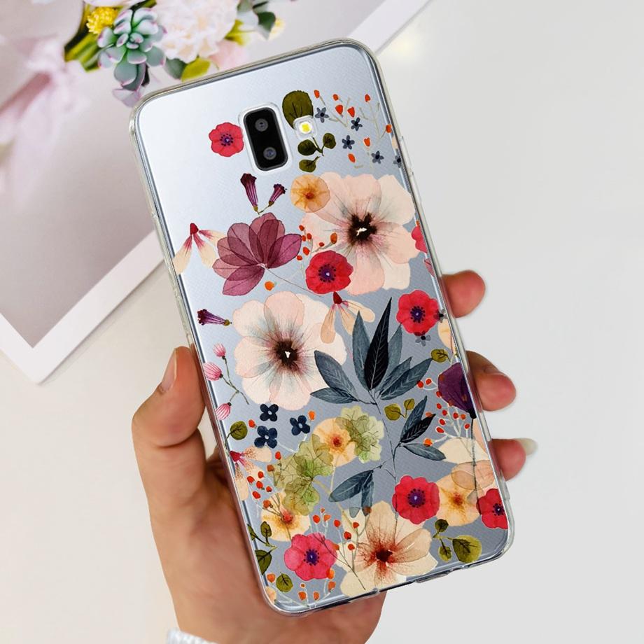 Silicone Phone Case For Samsung Galaxy J4 J6 Plus J8 2018 Oil Flower Fashion Soft Back Cover On Samsung J6 2018 J6+ J610F Case