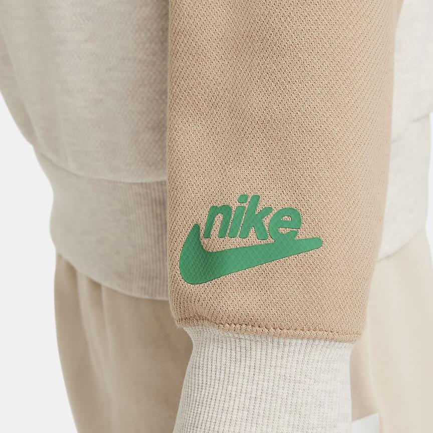 Nike Color Block Round Neck Casual Sweatshirt Kids tops Ivory HF2588-198