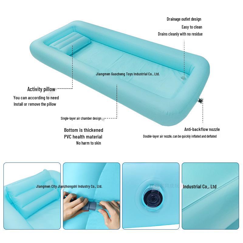 Elderly Bedridden Inflatable Bathtub – Single-Layer PVC Bed Bath Pool for Caregivers