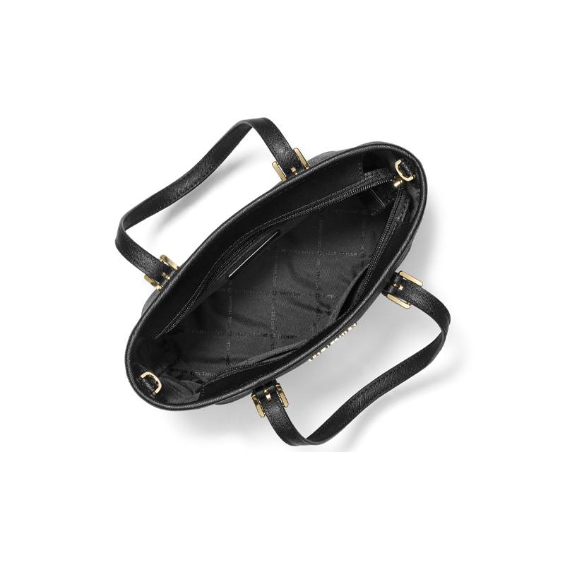 Michael Kors Jet Set Travel Signature Logo Pendant Print Coated Canvas Tote Bag Tote Bag Shopping Bag Shoulder Crossbody Handbag Women's Black