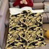 Fischskelett Tan Flanelldecke Warm Weich Halloween Weihnachten Sofa Warm Gemütlich Dekoratives Dekor Geschenk für Alle Jahreszeiten