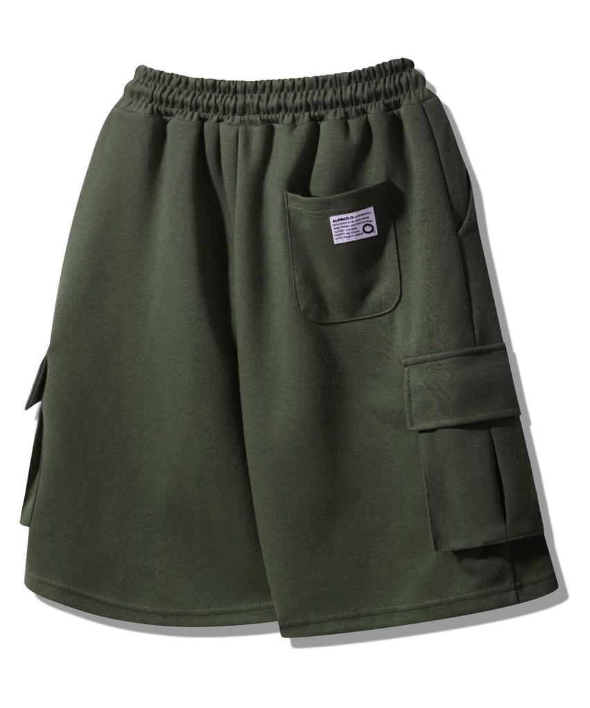 ALVINCLO Single-Pleat Cargo Wide Elastic Shorts Pan2516 (4 Colors)
