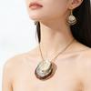 Fashion Ins Bohemian Style Color Painting Oil Three-layer Ring Pendant Earrings for Women