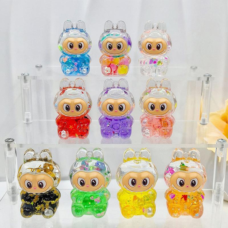 Akrylové Kreativní Ozdoby Tekutý Písek Noctilucentní Bublinkové Korálky Labubu Výbušný Flash Písek Láhev Klíčenka Přívěsek DIY Doplňky