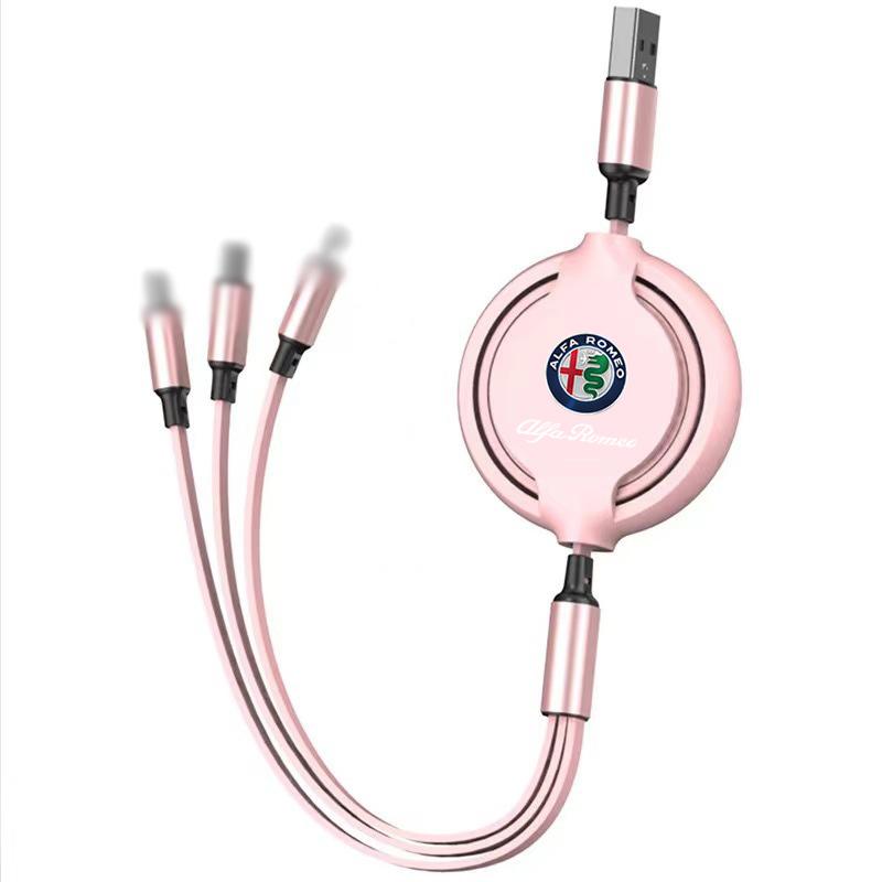 Fast Charing Data Cable 100W Multifunctional 3 In 1 Data Cord For Alfa Romeo Giulietta Giulia Stelvio 156 Gt 159 147 166 Gtv