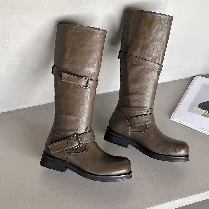 

Ретро Сапоги до колена коричневого цвета для похудения для женщин - Коллекция Осень 2025 35 коричневый