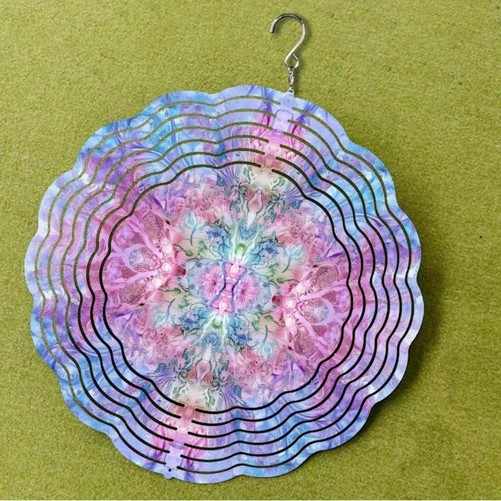 10 Inch Colorful Metal Wind Spinner with 360 Degree Rotation for Garden Balcony Patio Decor Vibrant Outdoor Hanging Ornament In Multi Colors