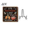 Holiday Gift for Pet Owners Christmas Wooden Tabletop Decor, 2D Santa Ornament with Iron Stand, Rustic Lover Sign Home And Cafe Festive Shelf,