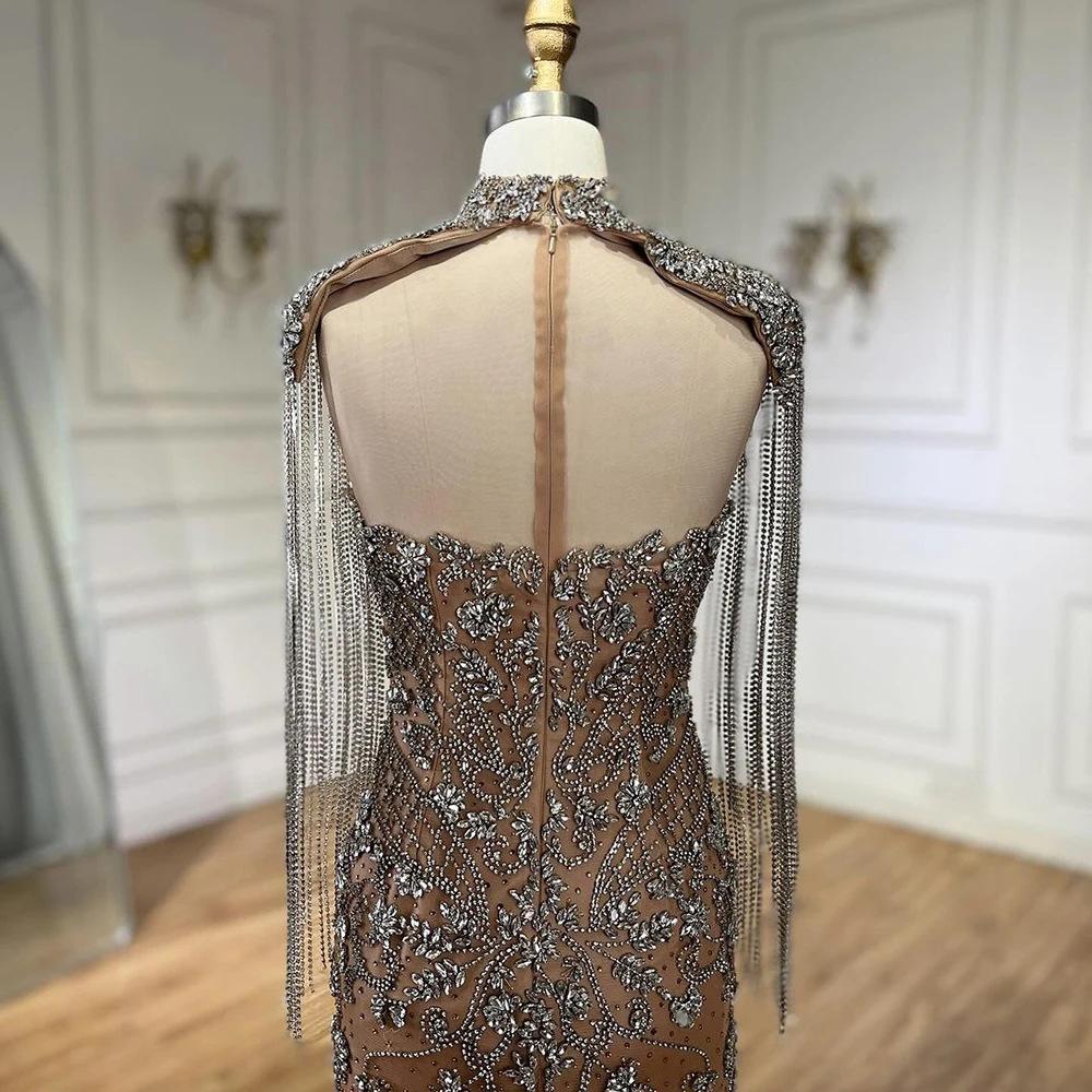 Heavy craftsmanship luxury caramel color diamond elegant celebrity temperament annual meeting host evening dress LA11111A