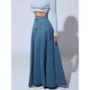 Single-breasted Denim Skirt Female Retro Western Style Big Swing A-line Skirt