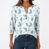 Women's Fashion Casual 3/4 Sleeve T-Shirt Prints V-Neck Button Top