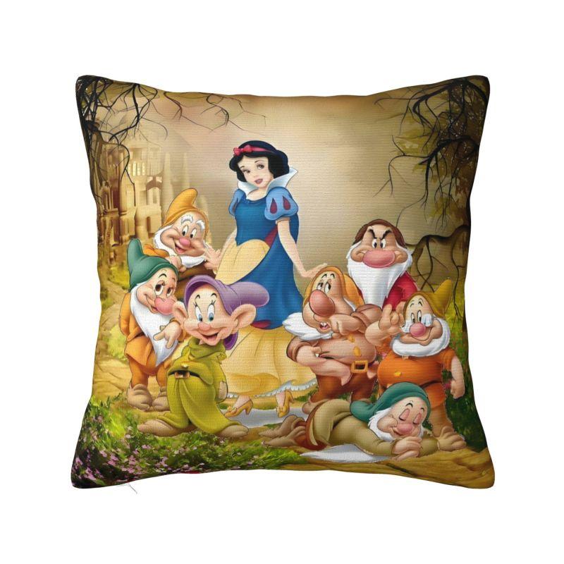 Disney Schneewittchen und die sieben Zwerge Kissenbezug Cartoon Fantasy Film Anime Weiches Luxus-Kissen für Sofa Heimdeko