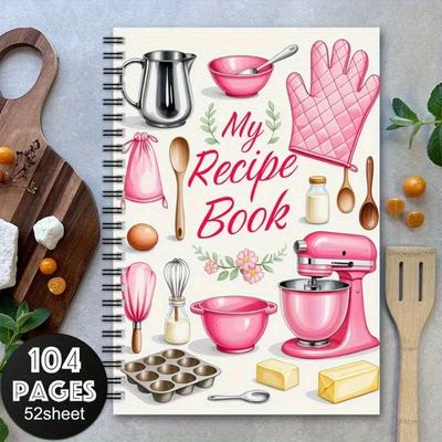 1 Rezeptheft Ein Küchenplaner mit niedlichen Kochmustern und einem pastellfarbenen Ernährungstagebuch für Hobbyköche und Essensplaner