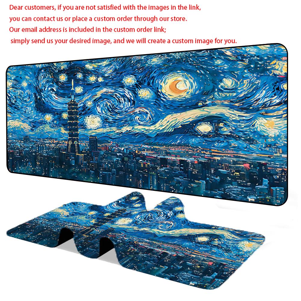 Classic Oil Painting Art Starry Night Sky Mouse Pad XXL Large Desk Mat Gaming Mousepad Non-slip Rubber Keyboard Mat PC Gamer
