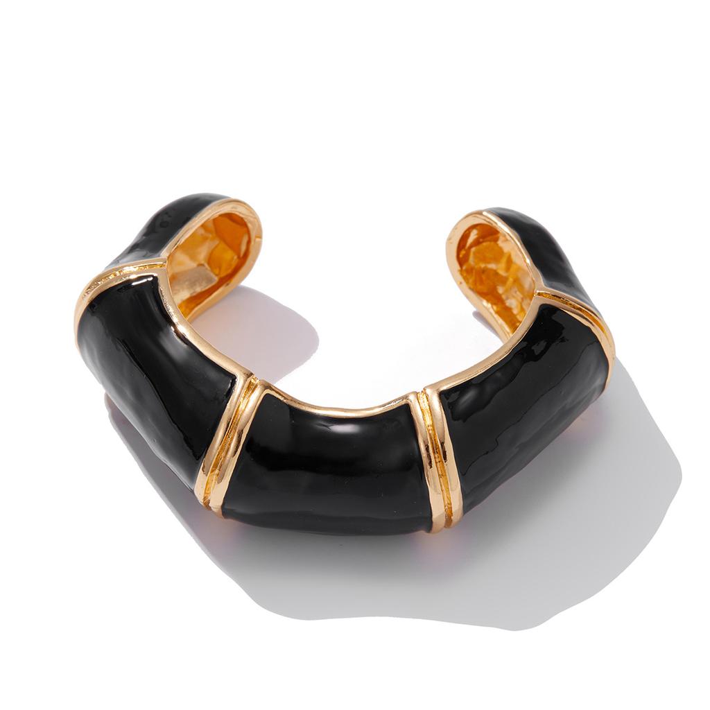 Vintage Enamel Oil Drip Bamboo Open Bracelet Bracelet Design Sense Metal Irregular Wave Bracelet