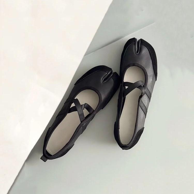 Schaffellversion~ Schweinsfüße Zehenschuhe Koreanische Version Nische neue Ballerinas Damen Einzelschuhe Mary Jane Schuhe Oma Schuhe Damen