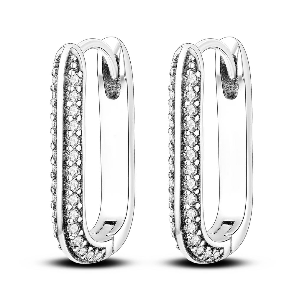 Silver Plated U Round Heart Shape CZ Zircon Earrings Hoop Earrings For Women DIY Making Jewelry Gift