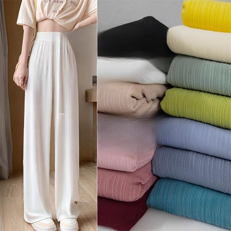 100x160cm Eis Seide Plissierter Stoff Hohe Elastizität Gestrickter Stoff für Frühling und Sommer Kleid Weitbeinige Hosen Knitterarm Streifen