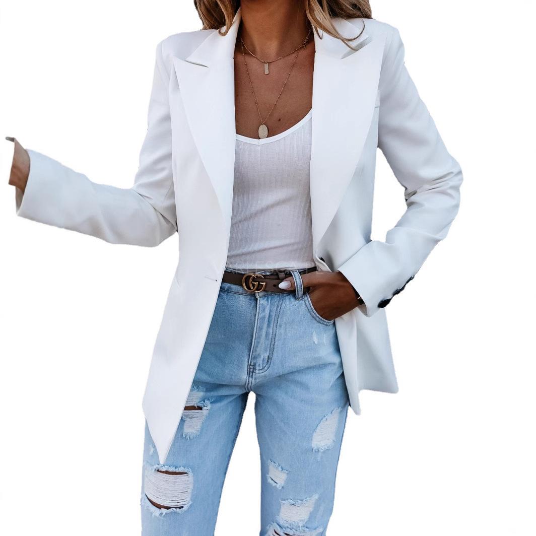 

Женская повседневная однотонная куртка-рубашка с карманом и рукавом три четверти XL белый