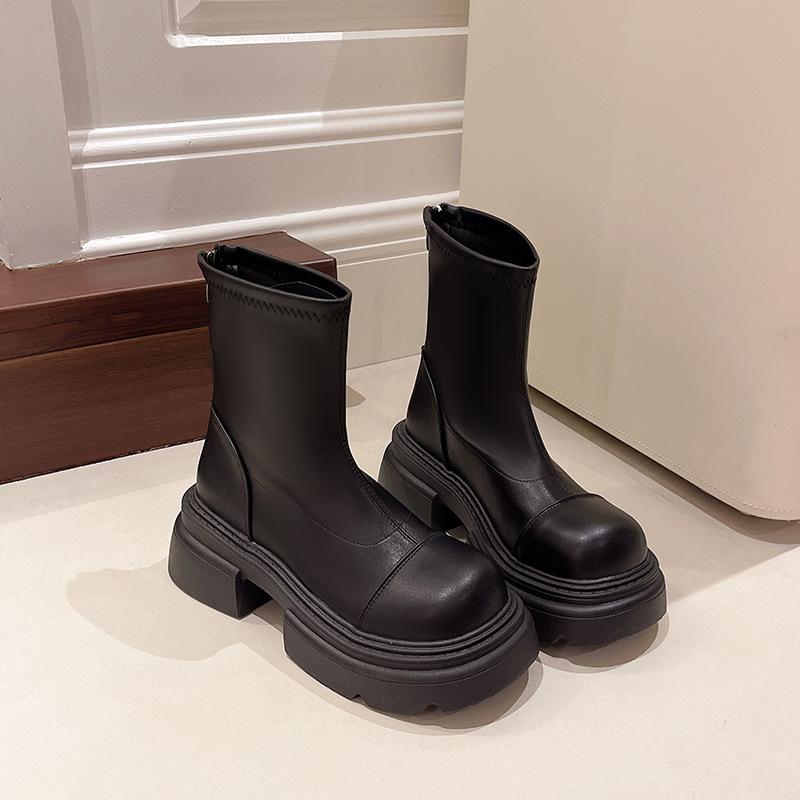 Fashion Classic Versatile Platform Heightening Martin Boots Women's 2025 Autumn and Winter New British Style Women's Boots Trendy Shoes