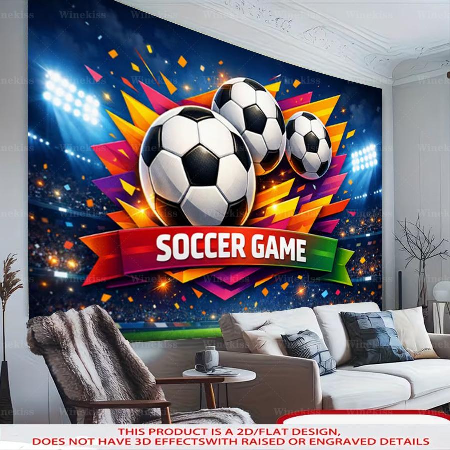 1pc 2D Flat Soccer Theme Decorative Banner Soccer Party Backdrop Indoor Outdoor Garden Patio Holiday Celebration Party Decor Photo Booth