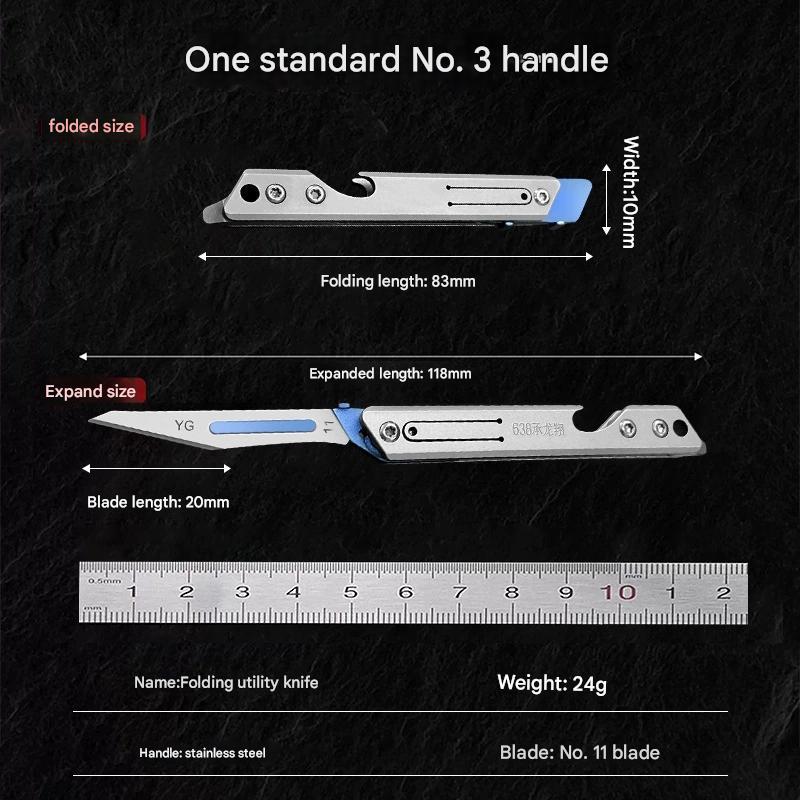 Stainless Steel Fast Open Scalpel MINI Folding Knife Outdoor Survival Camping Portable EDC Tool 10 Blade Free Bottle Opener