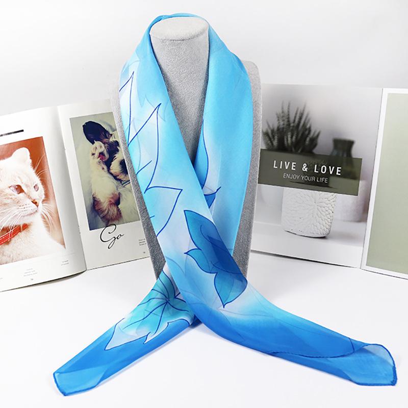 

Большой квадратный шарф 95 см из корейского шифона из шелка для женщин - Принтованный шейный или головной платок 95cm