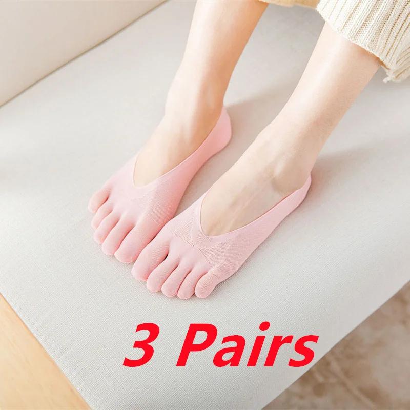 1/3/5 Pairs/Lot Women Summer Five-Finger Socks Ultrathin Funny Toe Invisible Boat Sokken Silicone Breathable Short Low Ankle Sox