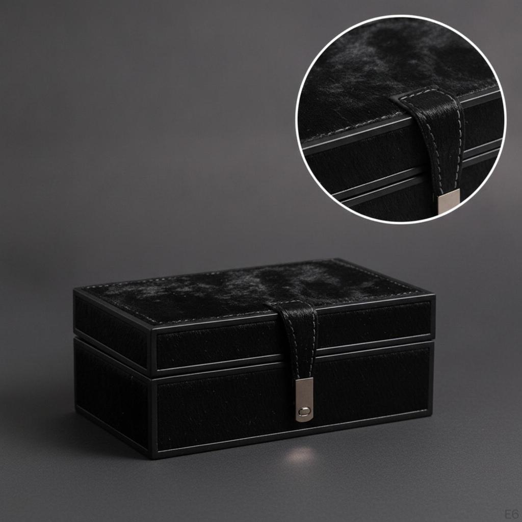 Decorative Box with Clasp | LeatherTextured, ModernLuxury, for Bedroom S Gray White