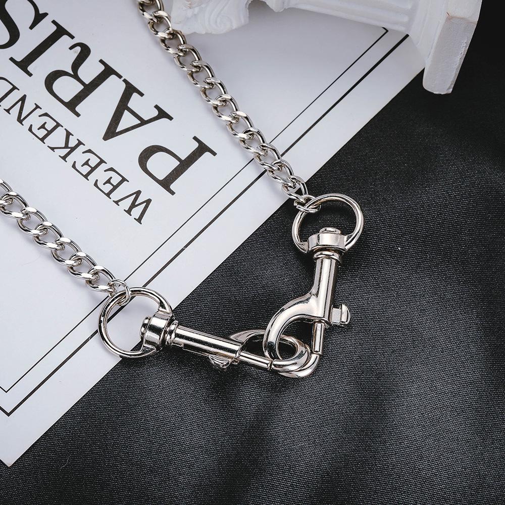 Titanium Steel Punk Necklace: Double-Head Lock & Keychain – Trendy Unisex Hip Hop Chain with Unique Design.