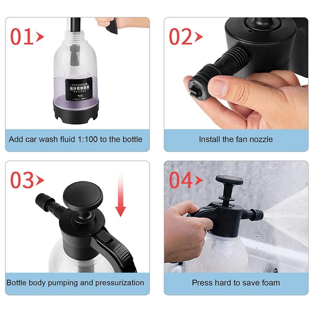 2L Car Foam Sprayer Portable Hand Pressure Snow Foam Sprayer Watering Can HDPE Foaming PumpFor Auto Cleaning Tools