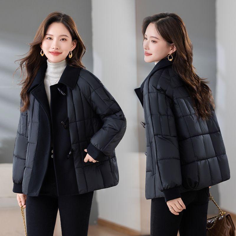 Palton de Iarnă Căptușit cu Bumbac Femei Modă Amestec de Lână Jachetă Largă Doamne de Vârstă Mijlocie Îmbrăcăminte Exterioară Elegantă