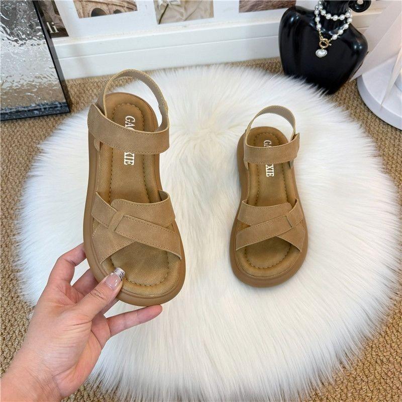 

Flat bottom upper foot comfortable summer women s Velcro super versatile soft sole not tired foot sandals 35