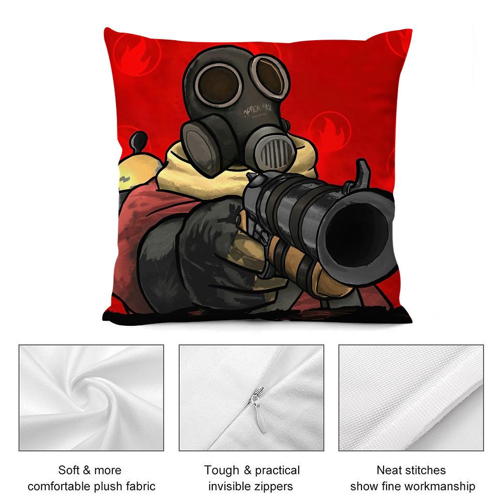 Tf2 Team F-Fortress 2 Pillow Case Short Plush Pillow Covers Sofa Decorative Gift Home Double-Sided Printing Cushion Cover