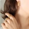 Gold Silver Color Black U-Shaped Stainless Steel Earrings Women Classic Simple Compact and Exquisite Hoop Earrings Daily Jewelry