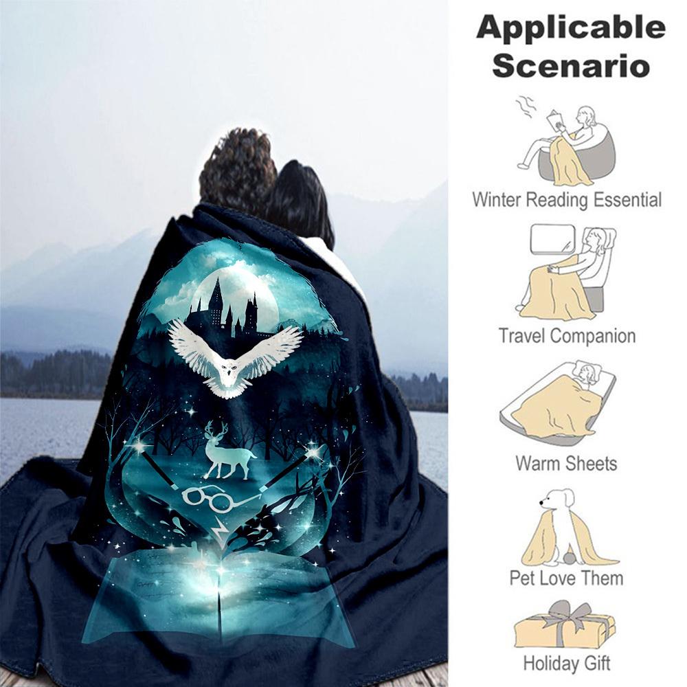 1pc Harry Potter Hogwarts Owl Outdoor Flannel Throw Blanket All Season Soft Warmth,Home Decor 1031042