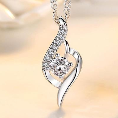 Heavenly Feather Pendant Necklace - Korean Style Crystal Jewelry, Love of the City Collection